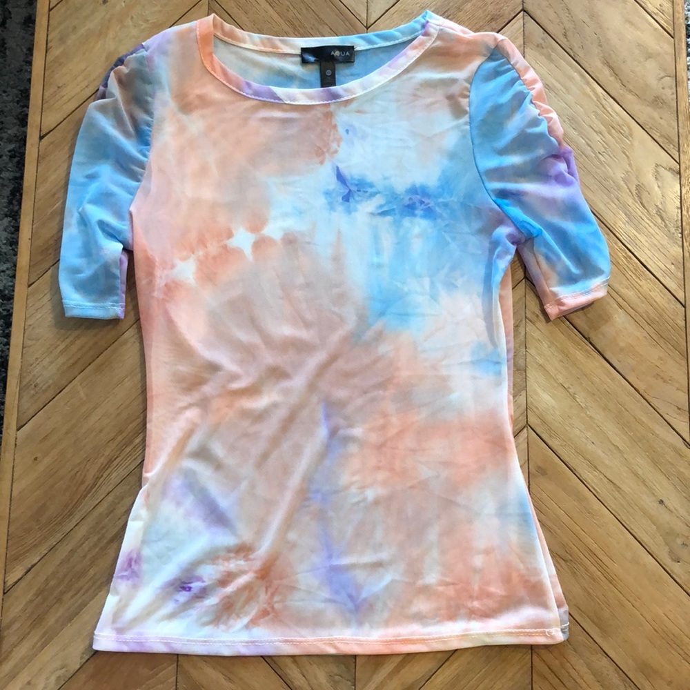 Aqua Tye Dye Sheer Blouse
